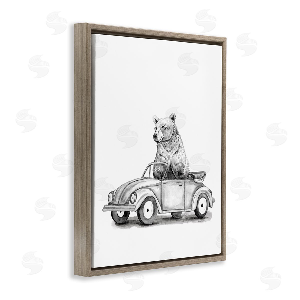 Rachel Nieman Bear in Vintage Vehicle Canvas Wall Art Print