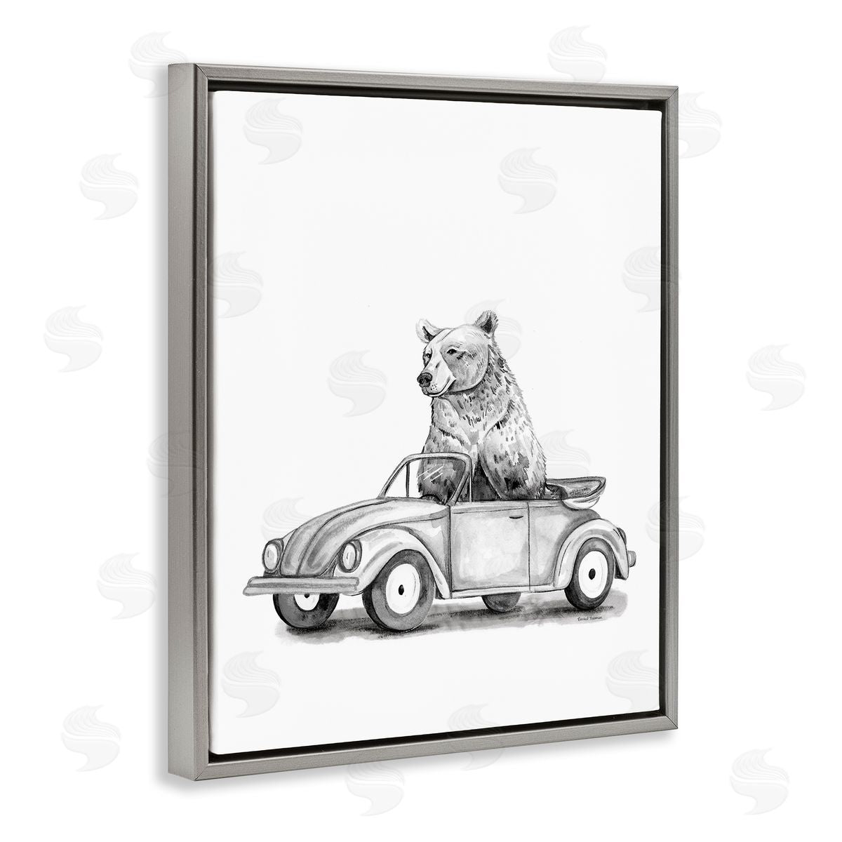 Rachel Nieman Bear in Vintage Vehicle Canvas Wall Art Print