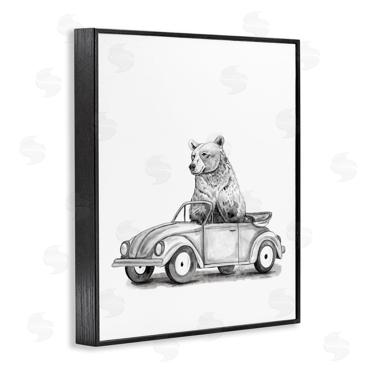 Rachel Nieman Bear in Vintage Vehicle Canvas Wall Art Print