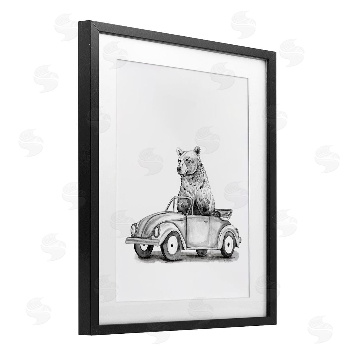 Rachel Nieman Bear in Vintage Vehicle Canvas Wall Art Print
