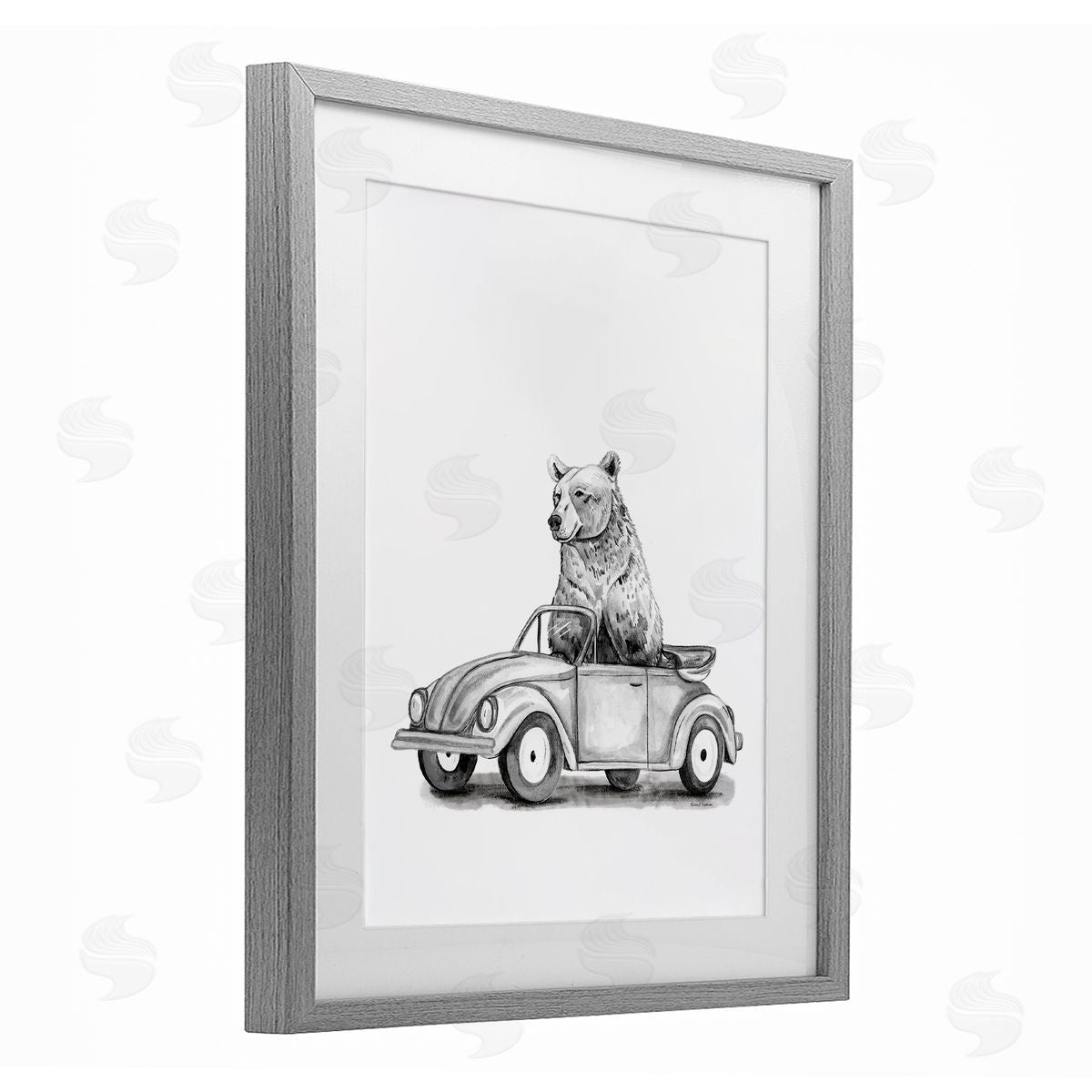 Rachel Nieman Bear in Vintage Vehicle Canvas Wall Art Print