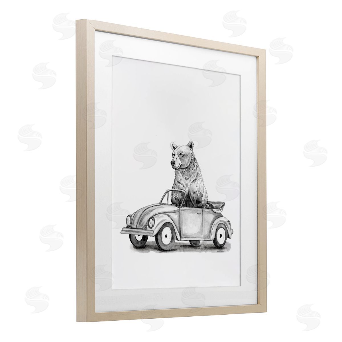 Rachel Nieman Bear in Vintage Vehicle Canvas Wall Art Print