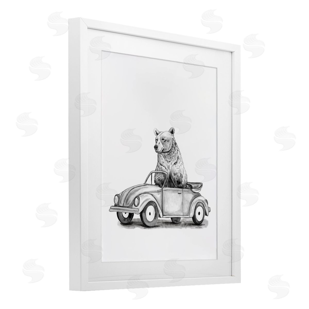Rachel Nieman Bear in Vintage Vehicle Canvas Wall Art Print