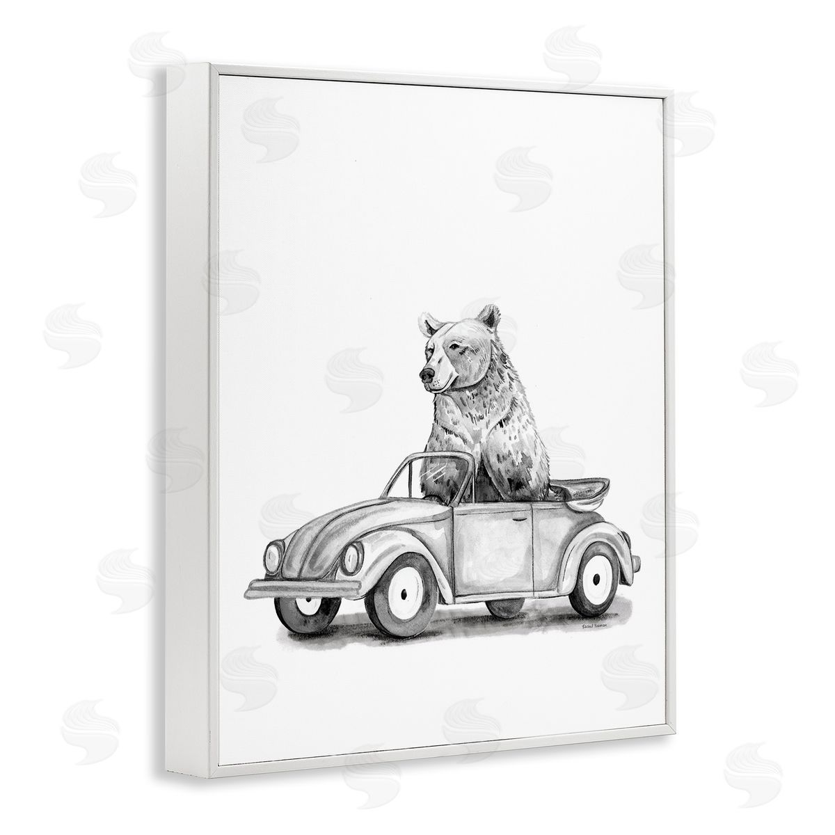 Rachel Nieman Bear in Vintage Vehicle Canvas Wall Art Print