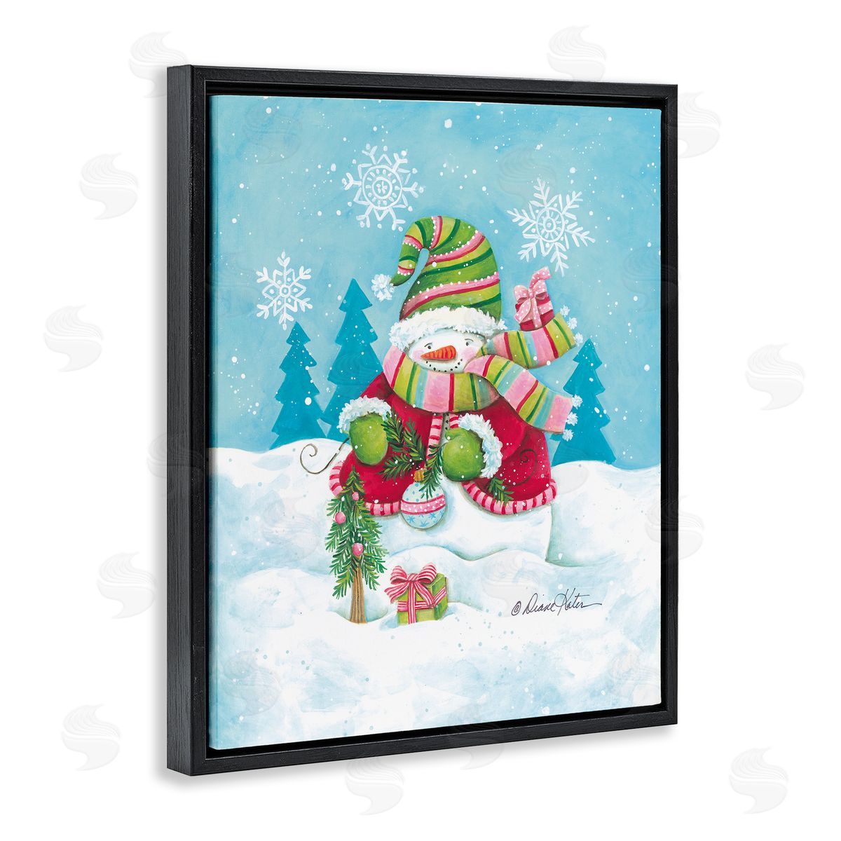 Diane Kater Traditional Festive Snowman Canvas Wall Art Print