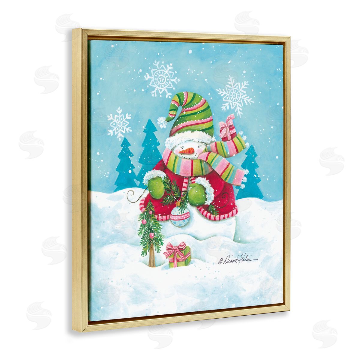 Diane Kater Traditional Festive Snowman Canvas Wall Art Print