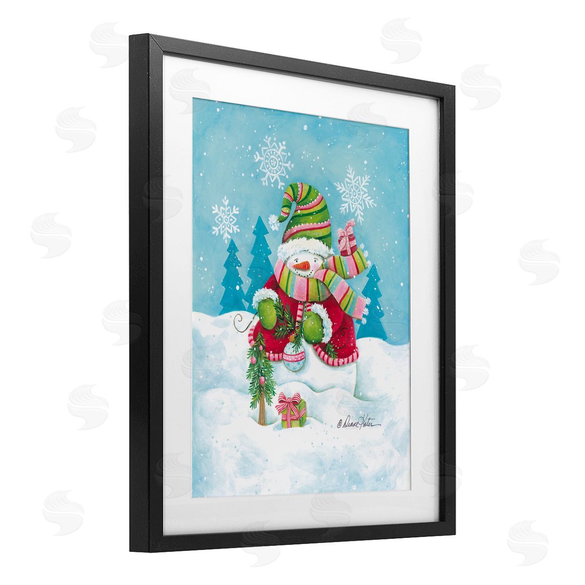 Diane Kater Traditional Festive Snowman Canvas Wall Art Print