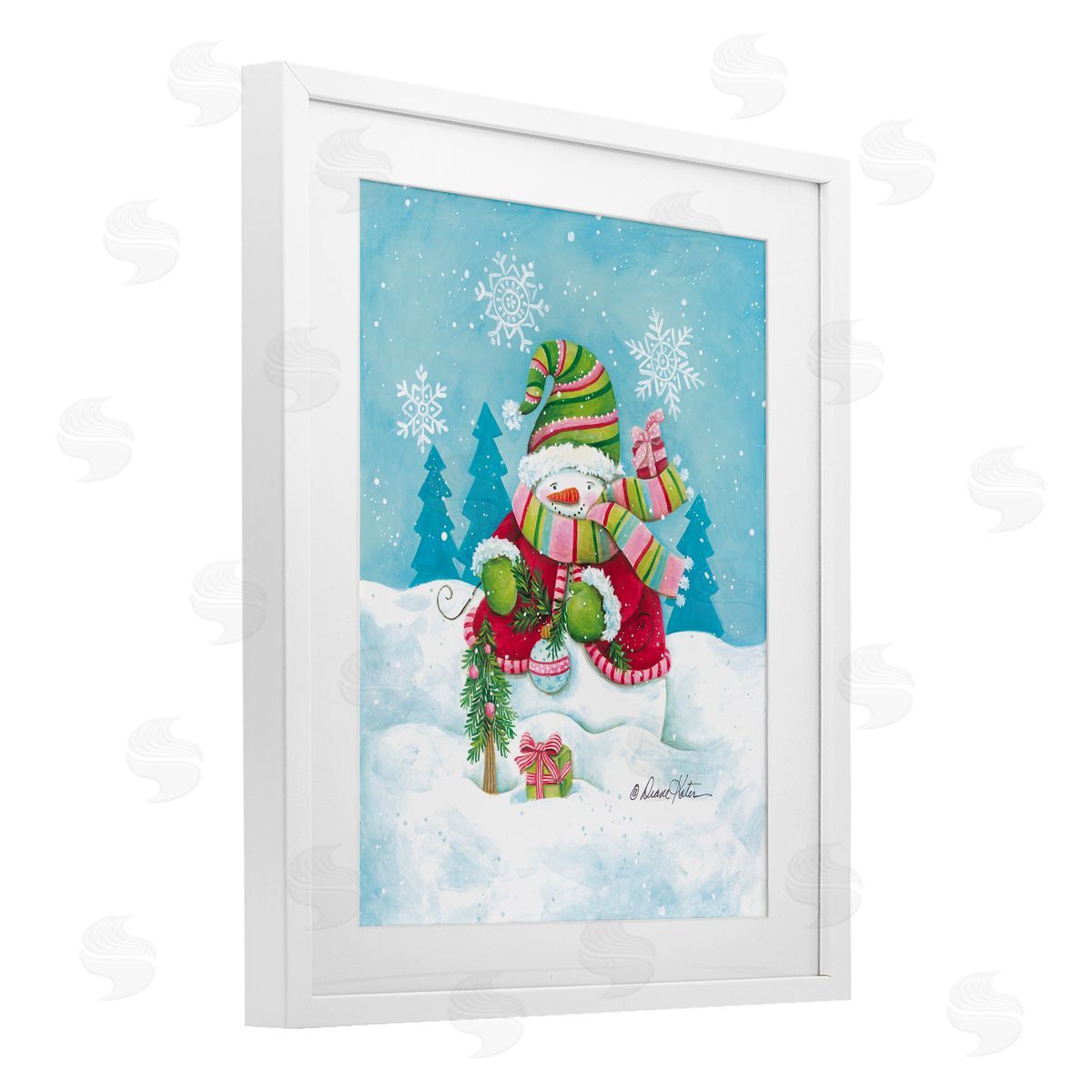 Diane Kater Traditional Festive Snowman Canvas Wall Art Print