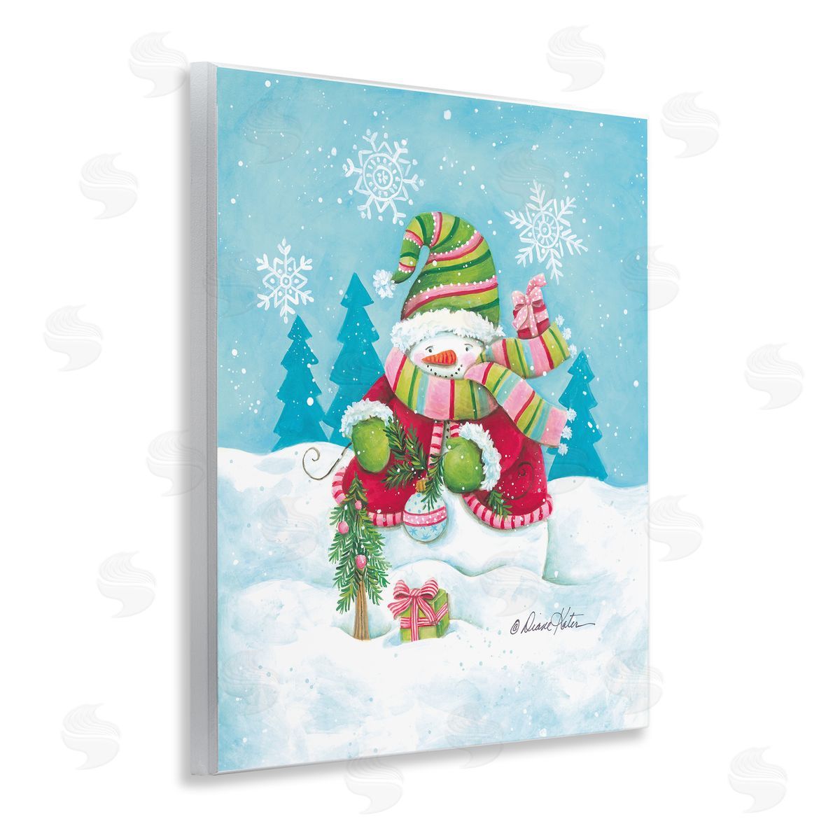 Diane Kater Traditional Festive Snowman Canvas Wall Art Print