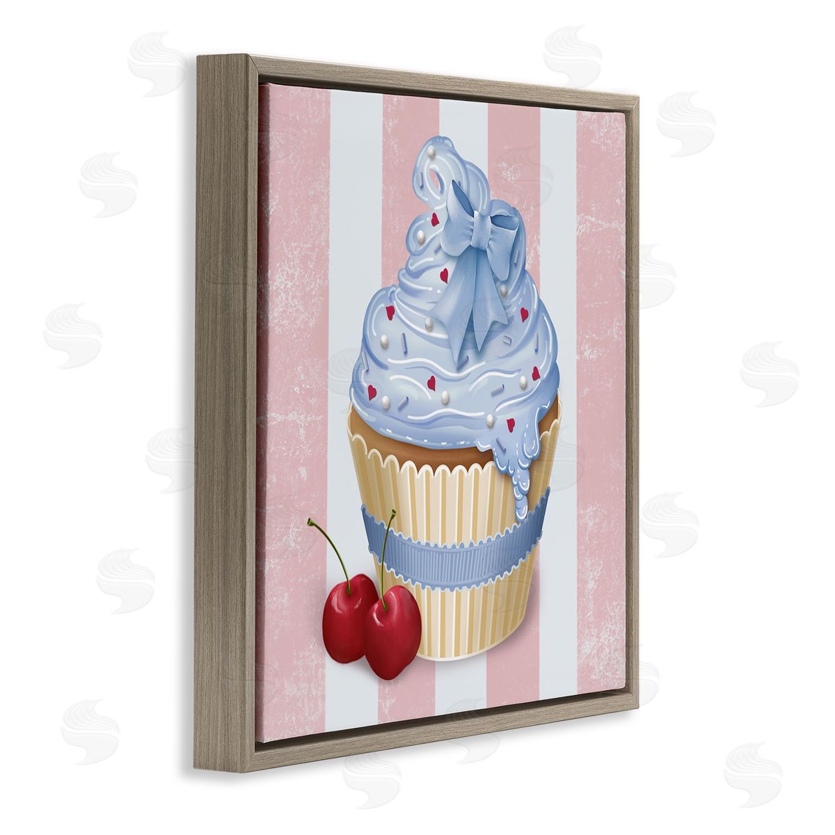 Lori Mosley Pastel Cupcake & Cherries Canvas Wall Art Print