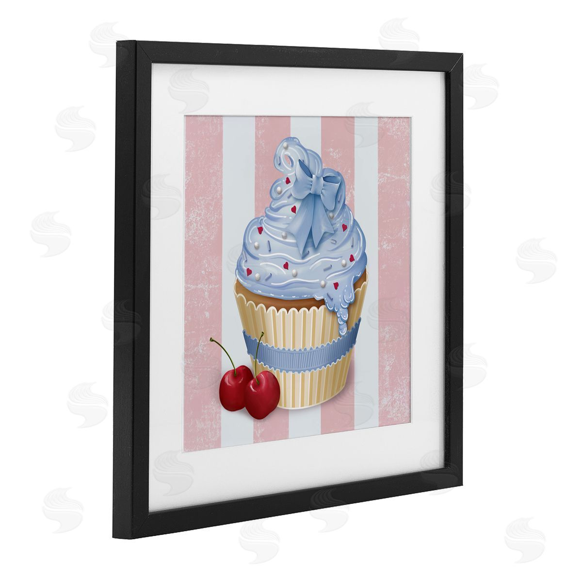 Lori Mosley Pastel Cupcake & Cherries Canvas Wall Art Print