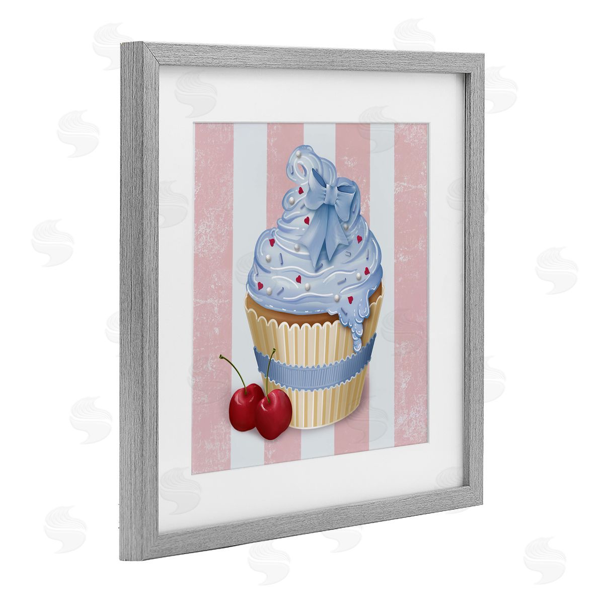 Lori Mosley Pastel Cupcake & Cherries Canvas Wall Art Print