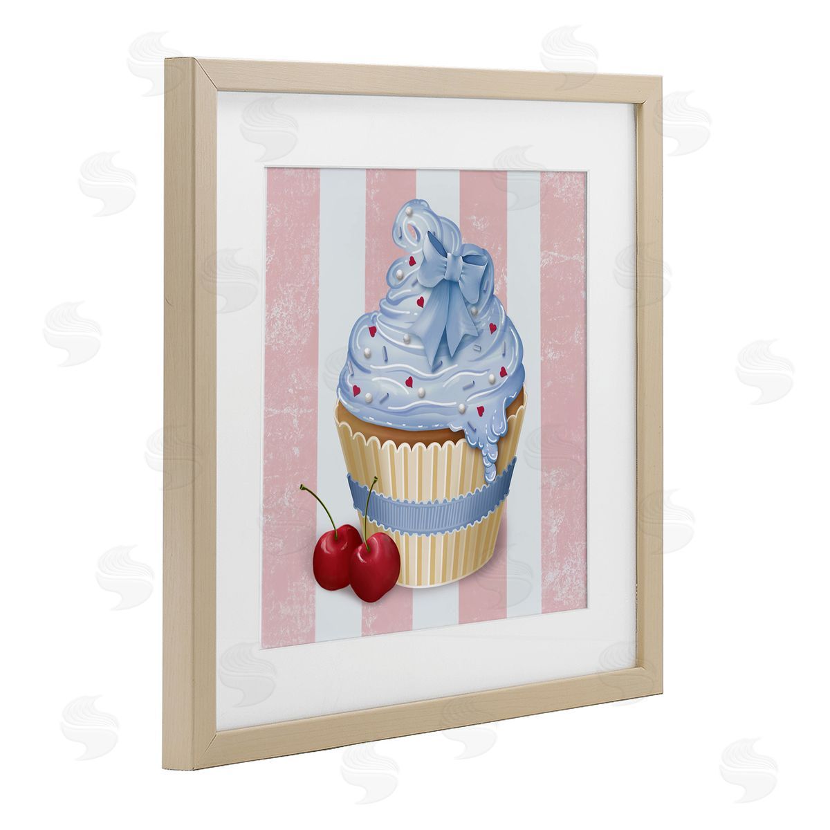 Lori Mosley Pastel Cupcake & Cherries Canvas Wall Art Print