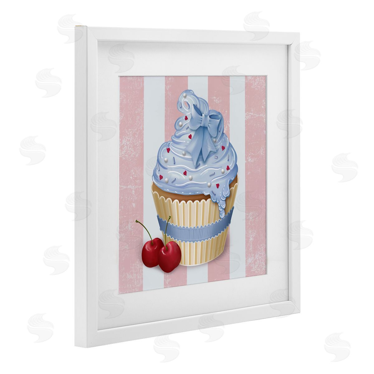 Lori Mosley Pastel Cupcake & Cherries Canvas Wall Art Print