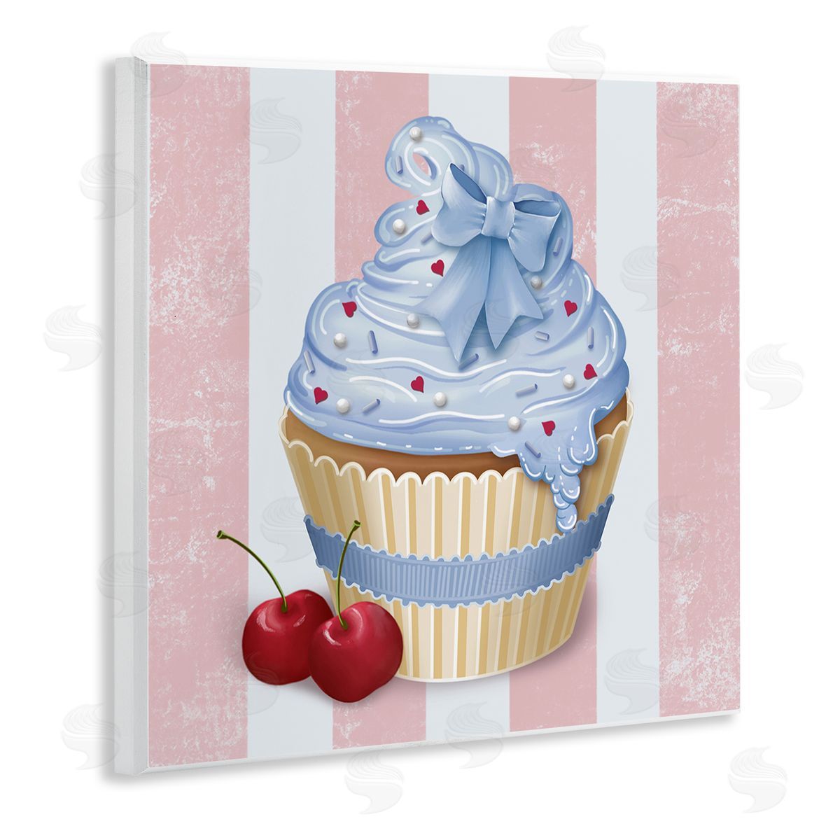 Lori Mosley Pastel Cupcake & Cherries Canvas Wall Art Print