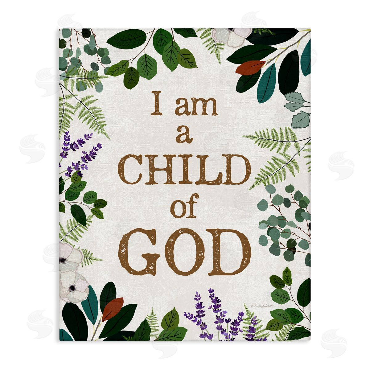Kelley Talent Child Of God on Leaves Canvas Wall Art Print