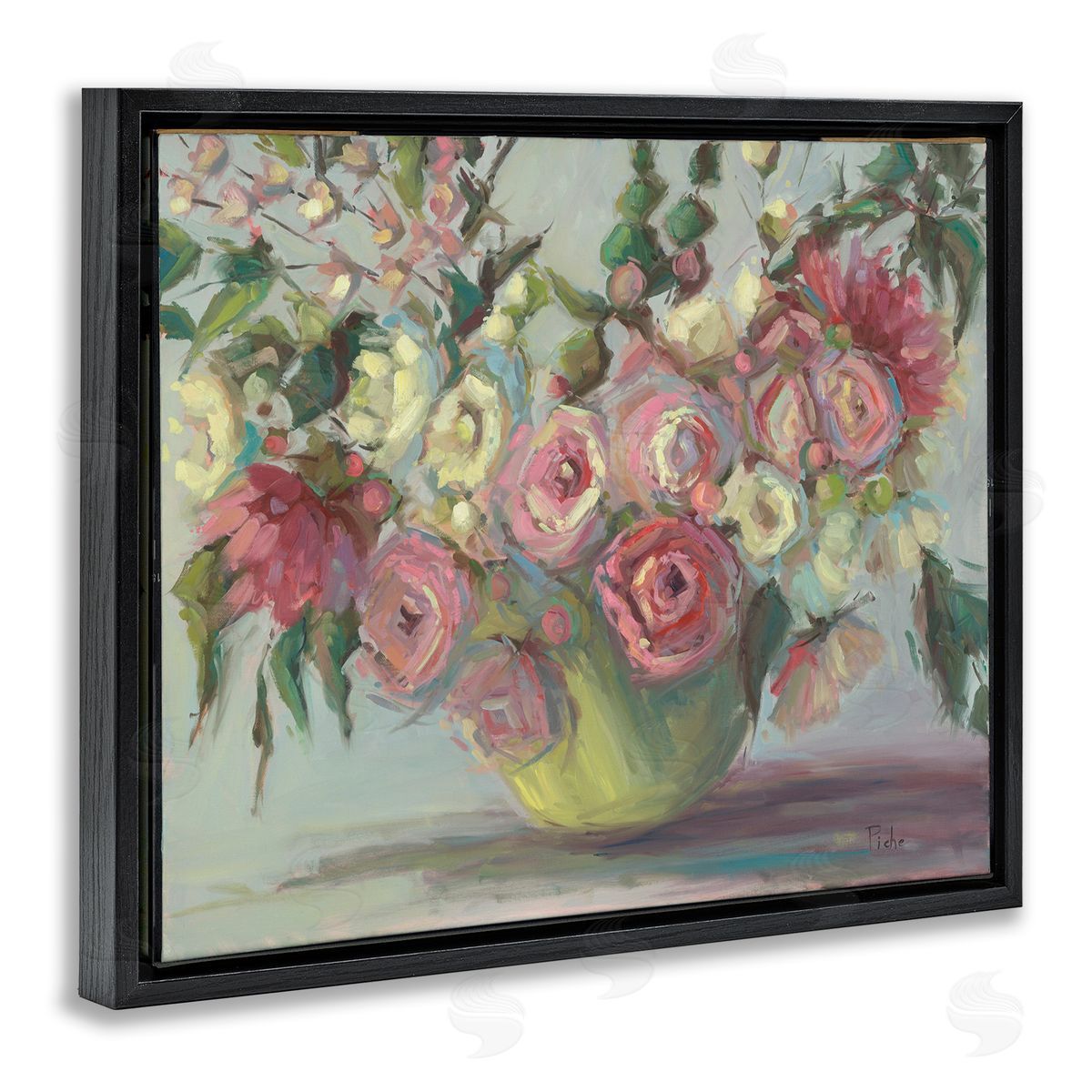 Vanessa Piche Peonies In Green Vase Canvas Wall Art Print