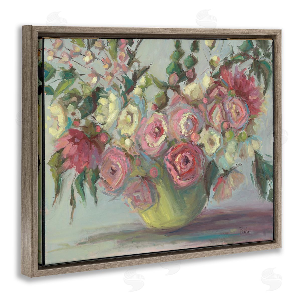 Vanessa Piche Peonies In Green Vase Canvas Wall Art Print
