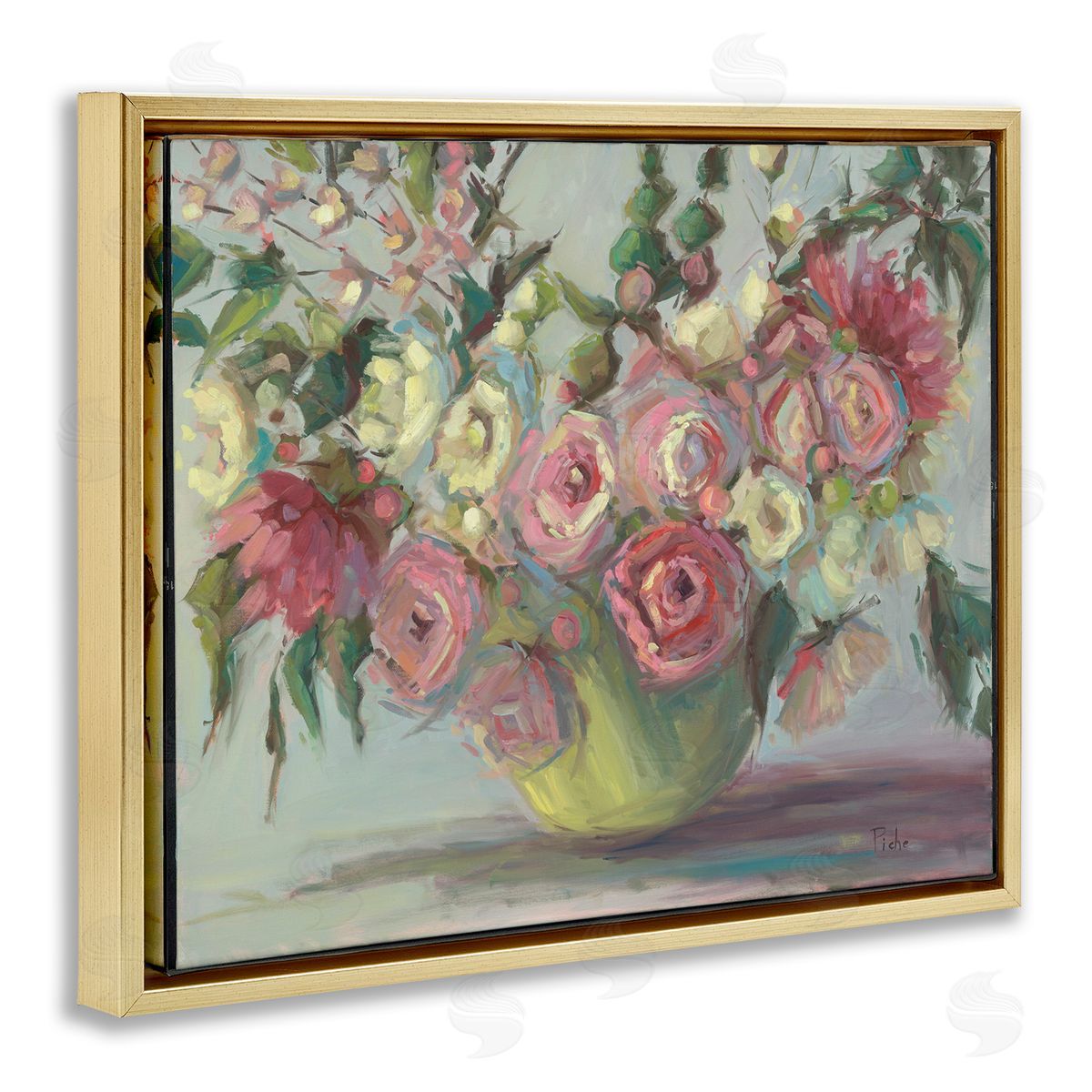 Vanessa Piche Peonies In Green Vase Canvas Wall Art Print