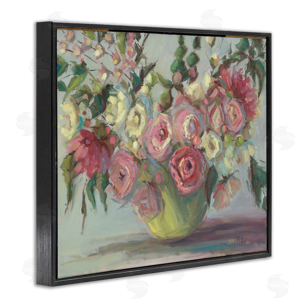 Vanessa Piche Peonies In Green Vase Canvas Wall Art Print