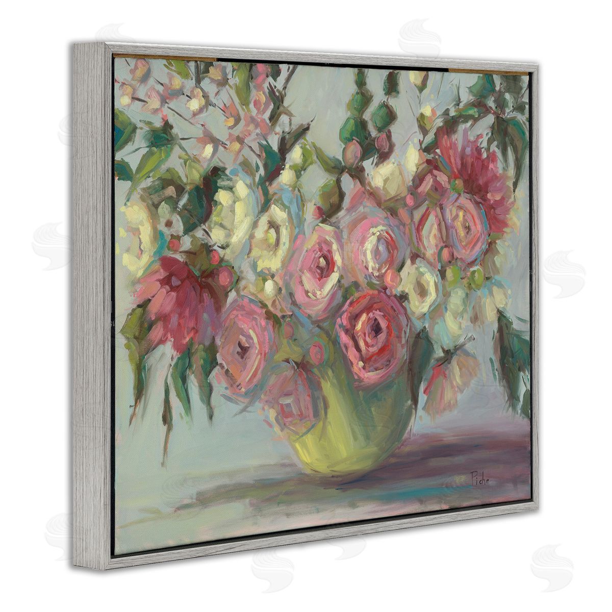 Vanessa Piche Peonies In Green Vase Canvas Wall Art Print