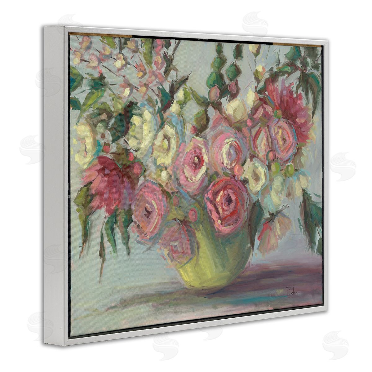 Vanessa Piche Peonies In Green Vase Canvas Wall Art Print