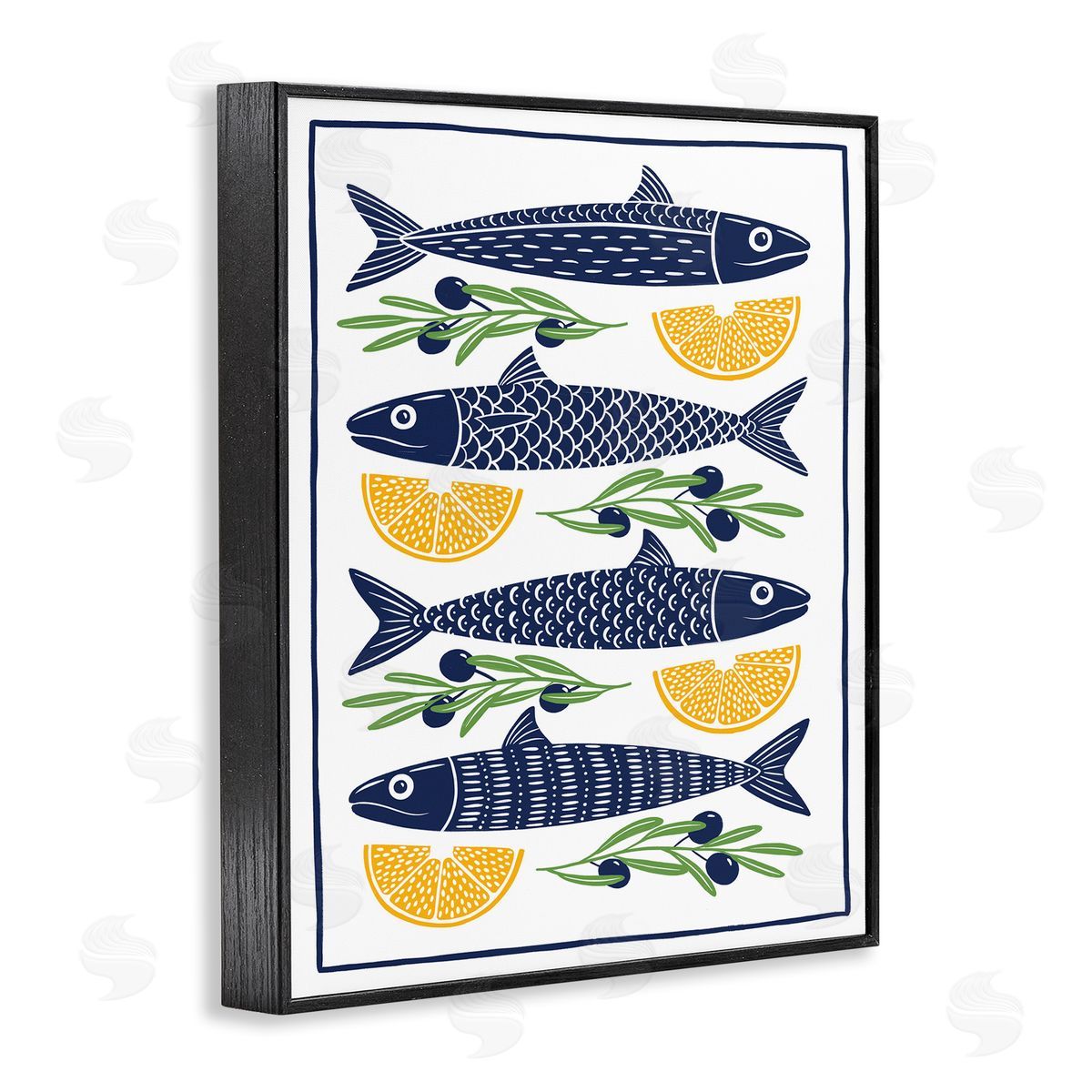 Bex Morley Design Fish Lemon & Olives Canvas Wall Art Print