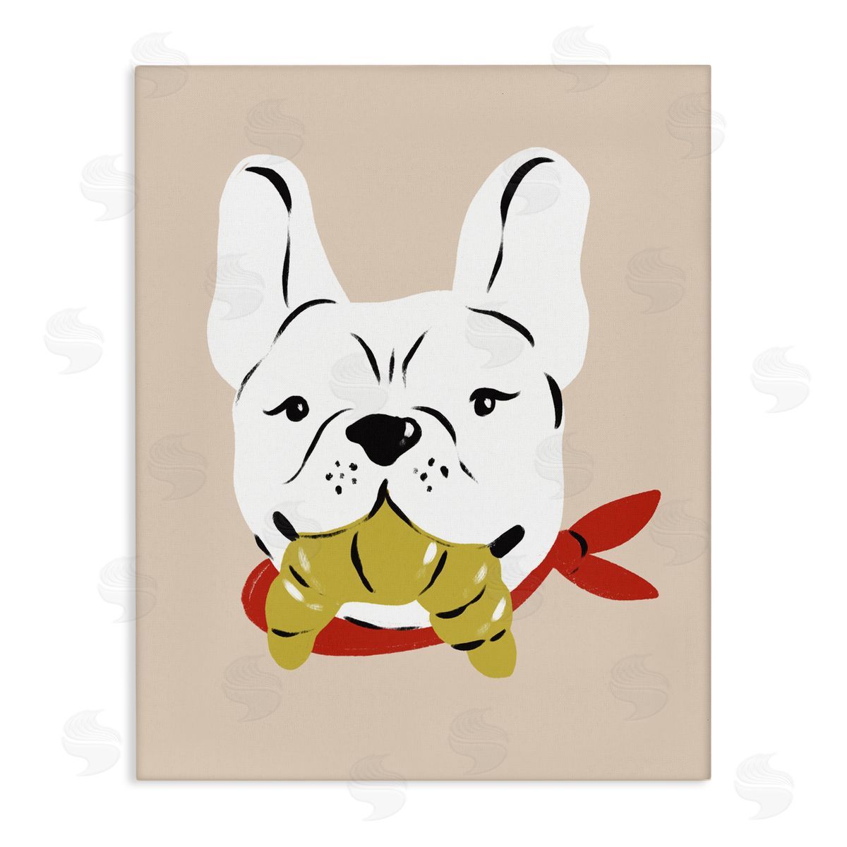 Krissy Mast Frenchie Dog with Croissant Canvas Wall Art Print