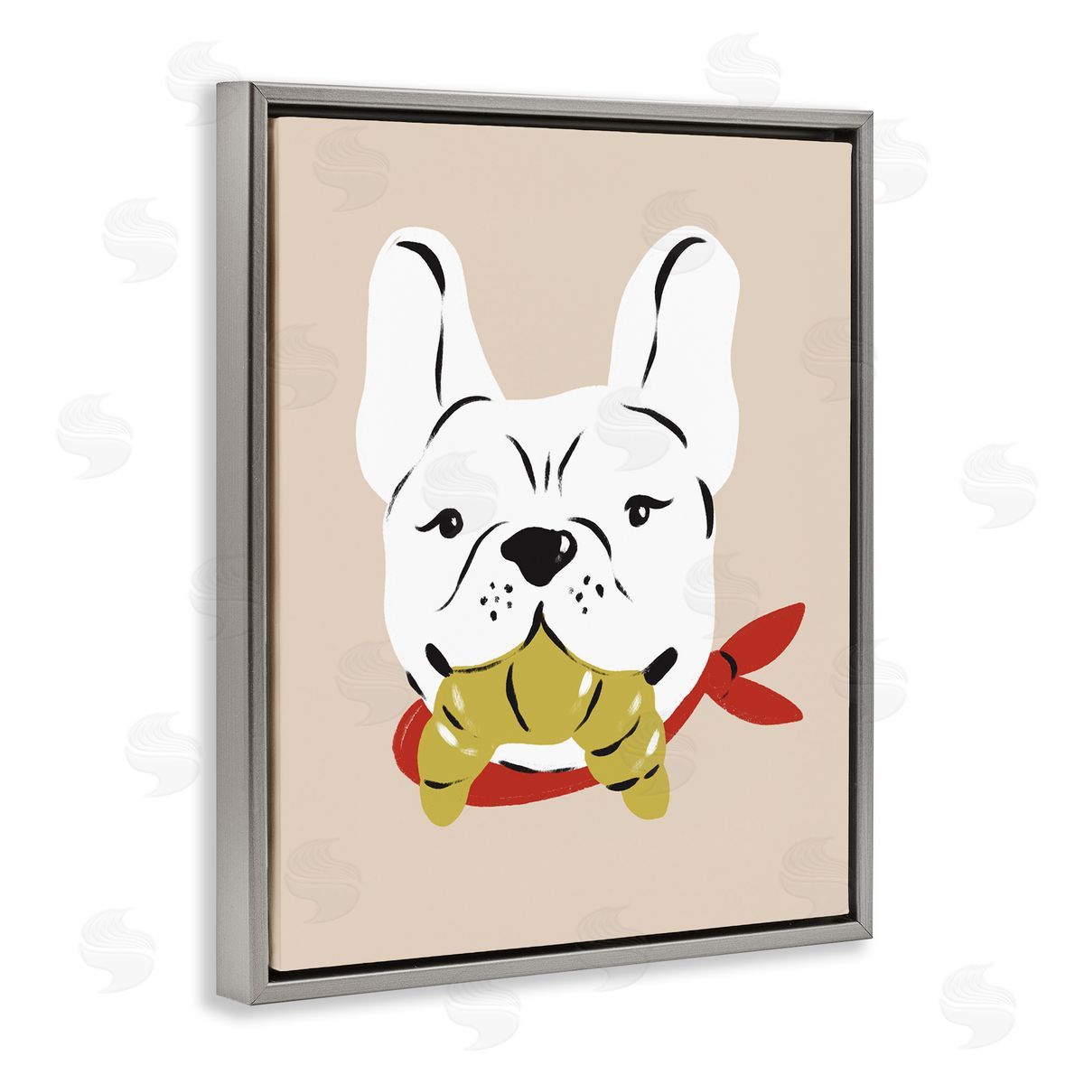 Krissy Mast Frenchie Dog with Croissant Canvas Wall Art Print