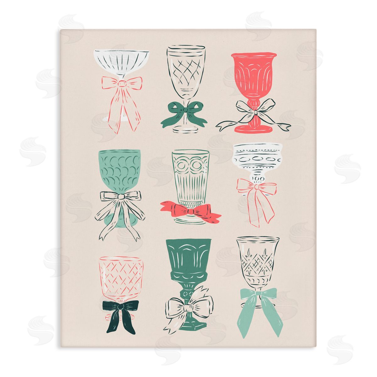 Krissy Mast Holiday Cocktail Chalice & Goblets Canvas Wall Art Print