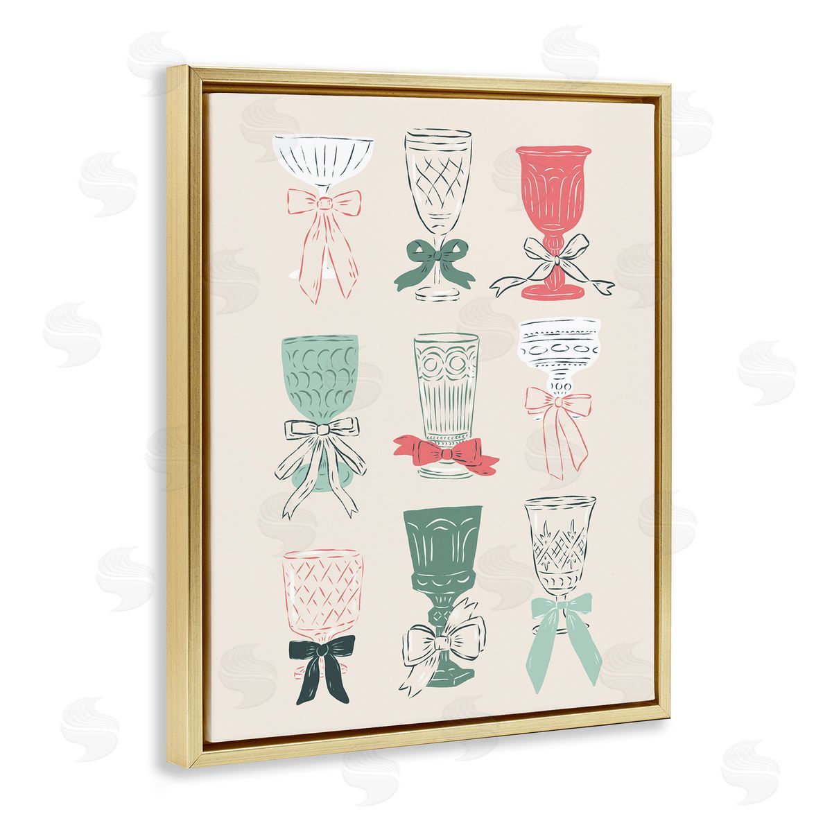 Krissy Mast Holiday Cocktail Chalice & Goblets Canvas Wall Art Print