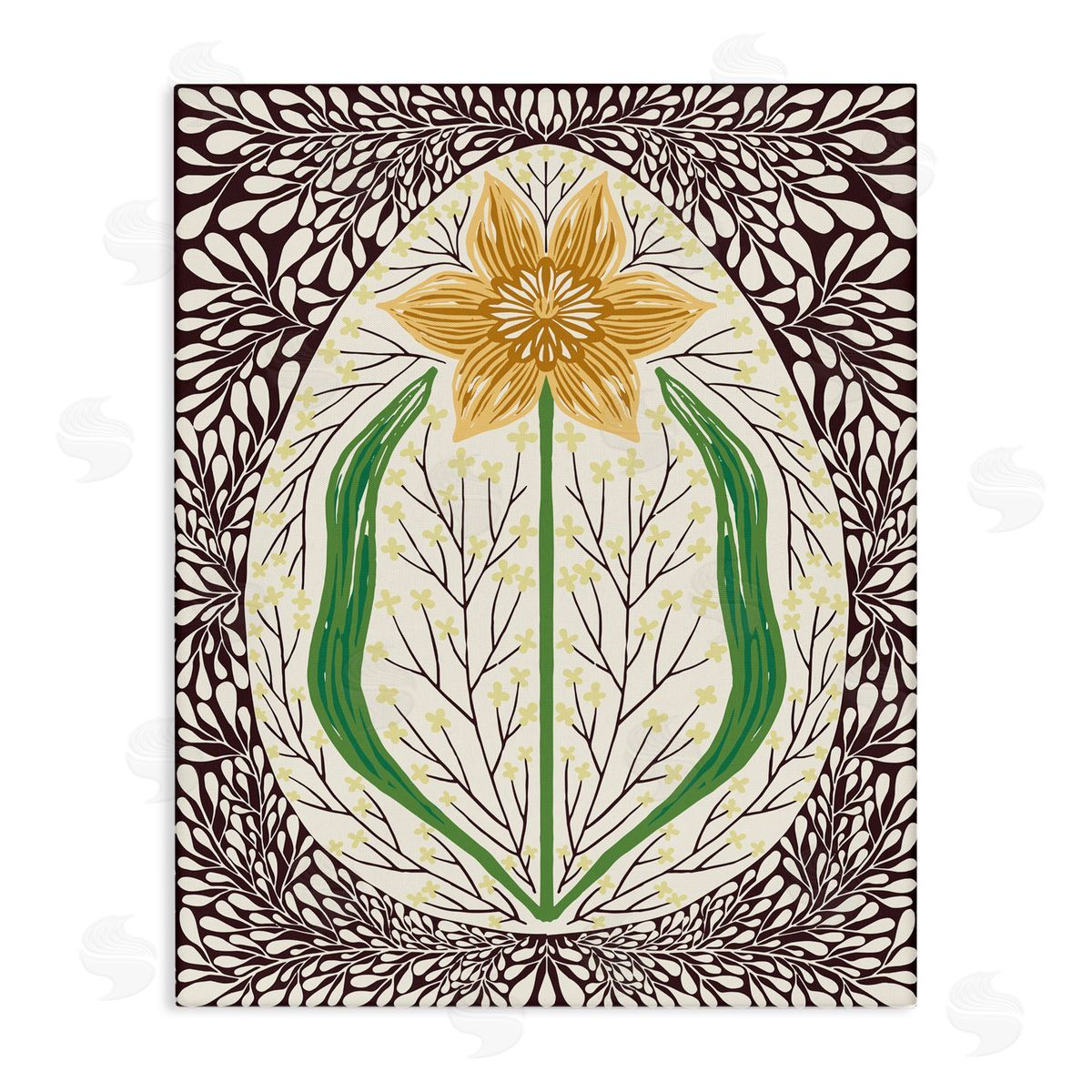 Hannah Beisang Symmetrical Spring Daffodil Canvas Wall Art Print