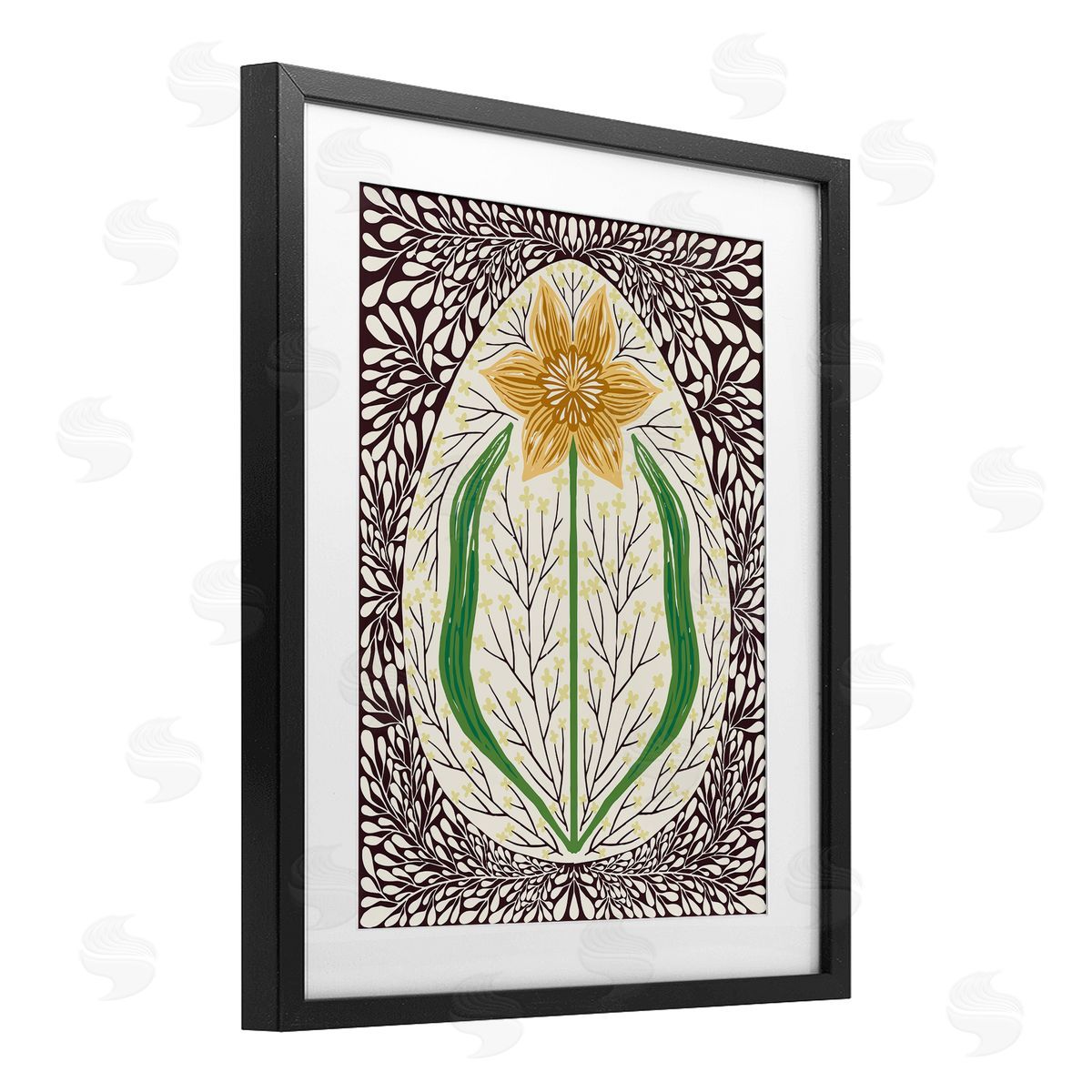 Hannah Beisang Symmetrical Spring Daffodil Canvas Wall Art Print