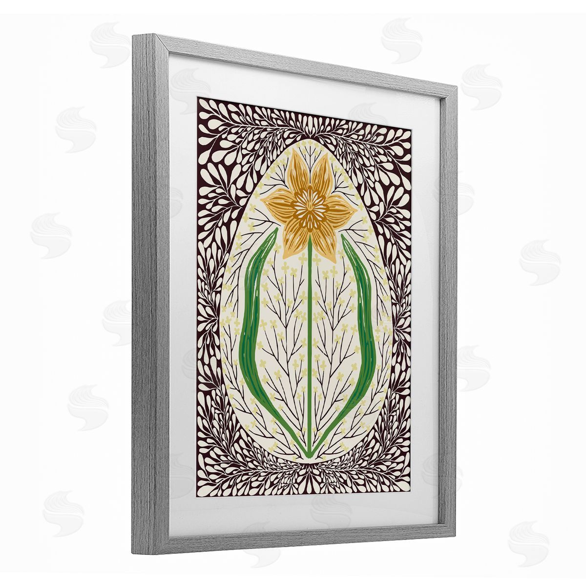 Hannah Beisang Symmetrical Spring Daffodil Canvas Wall Art Print