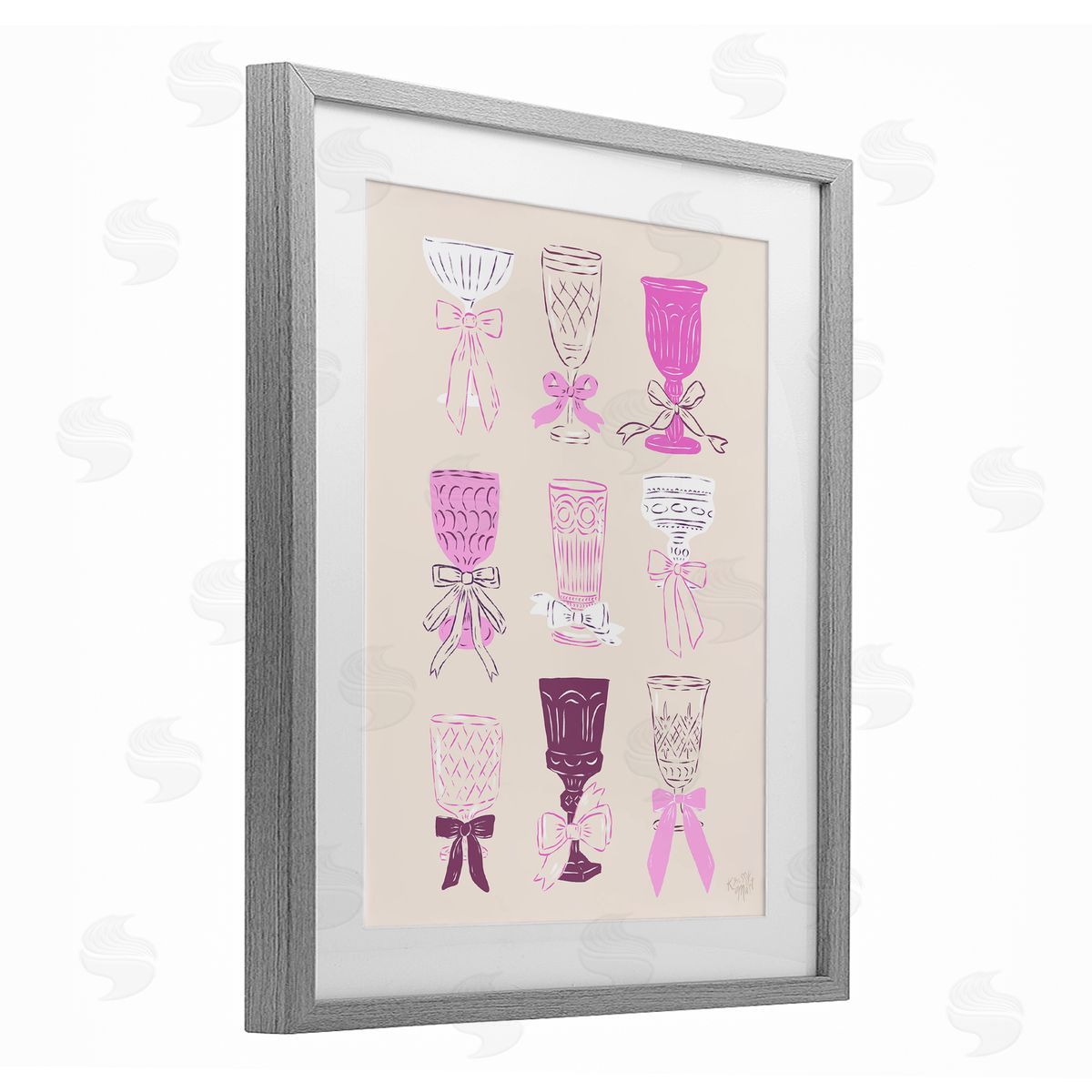 Krissy Mast Pink Purple Cocktail Chalices Canvas Wall Art Print
