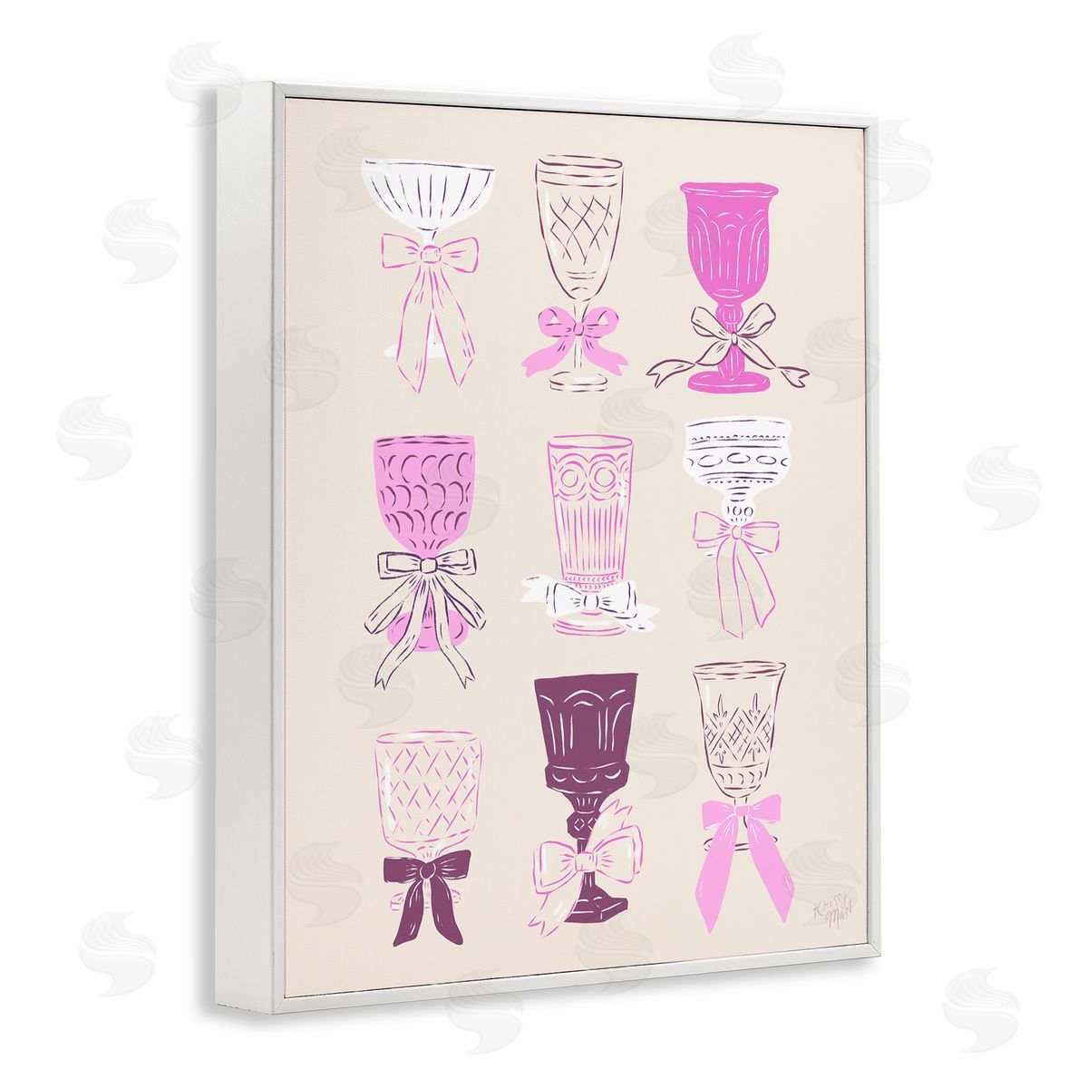 Krissy Mast Pink Purple Cocktail Chalices Canvas Wall Art Print