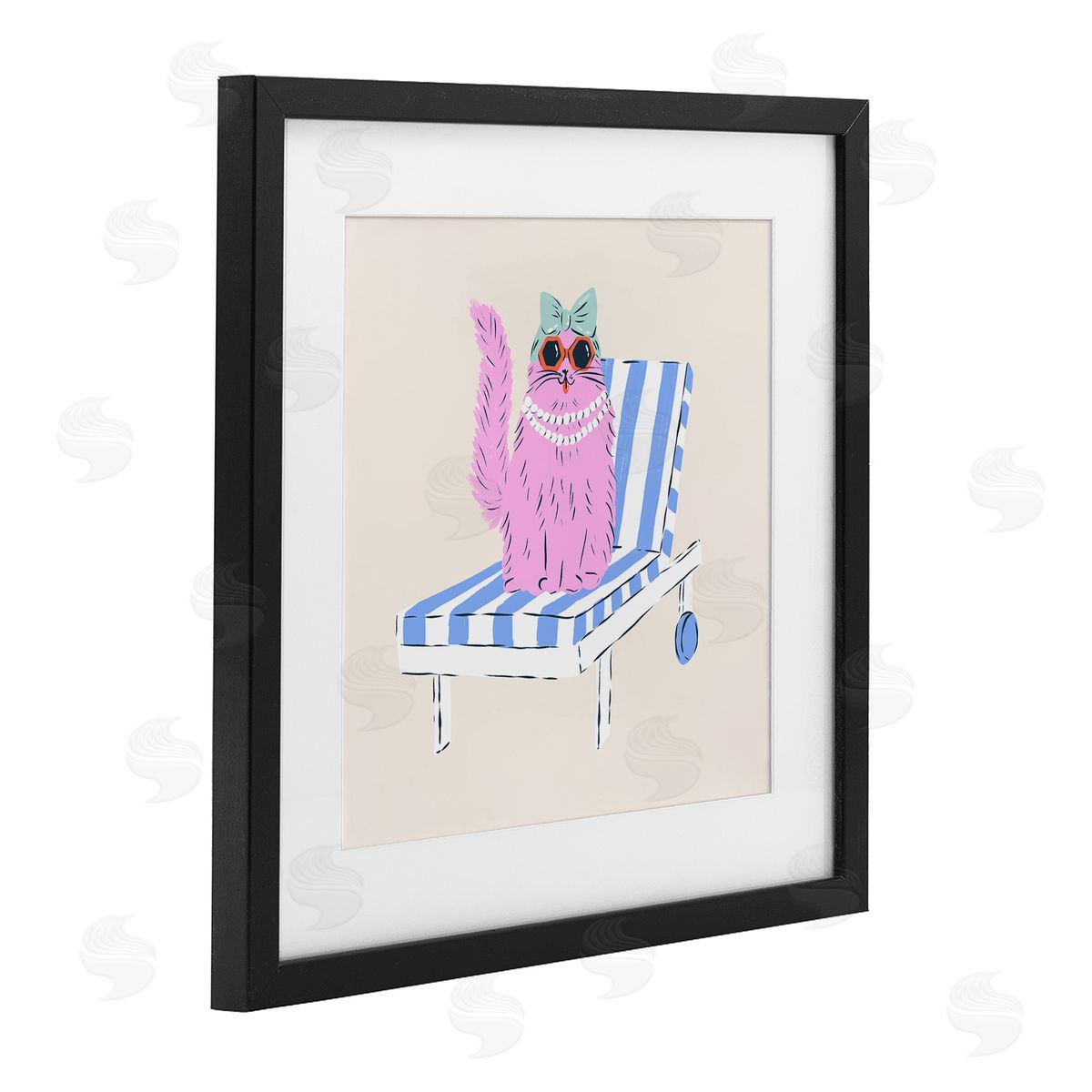 Krissy Mast Pink Cat Lounge Chair Canvas Wall Art Print
