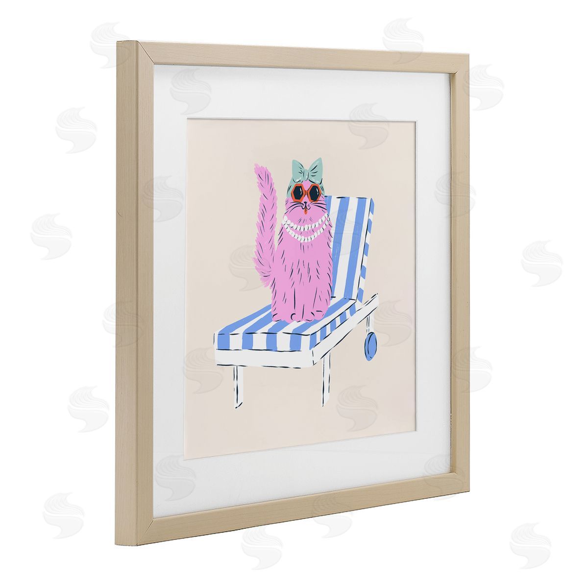 Krissy Mast Pink Cat Lounge Chair Canvas Wall Art Print