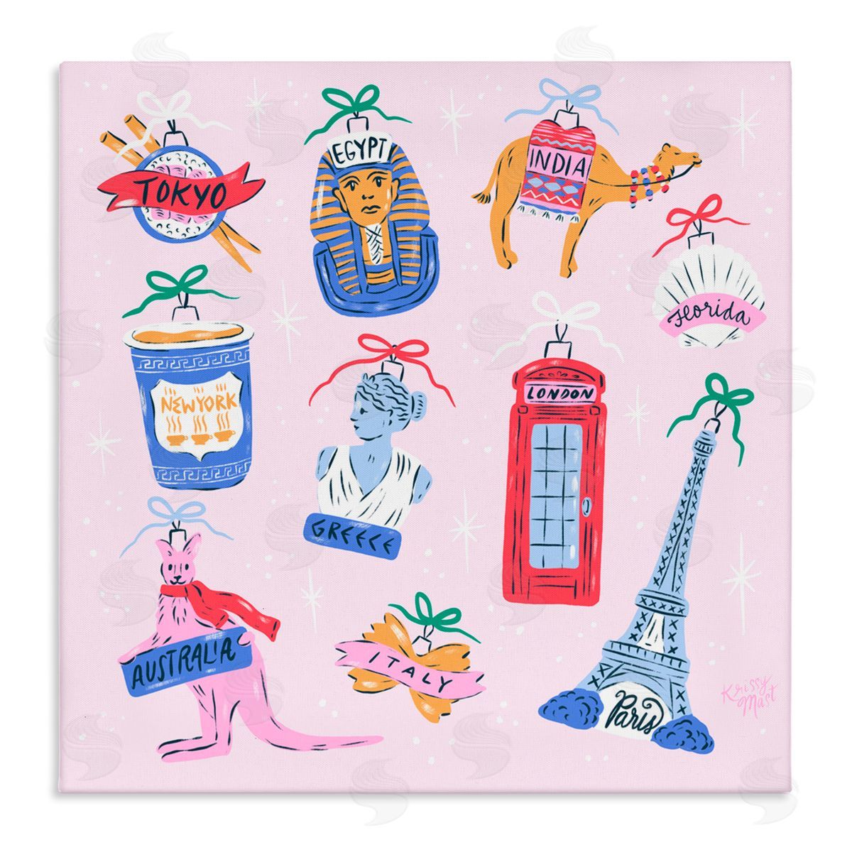 Krissy Mast Global Travel Ornaments Canvas Wall Art Print