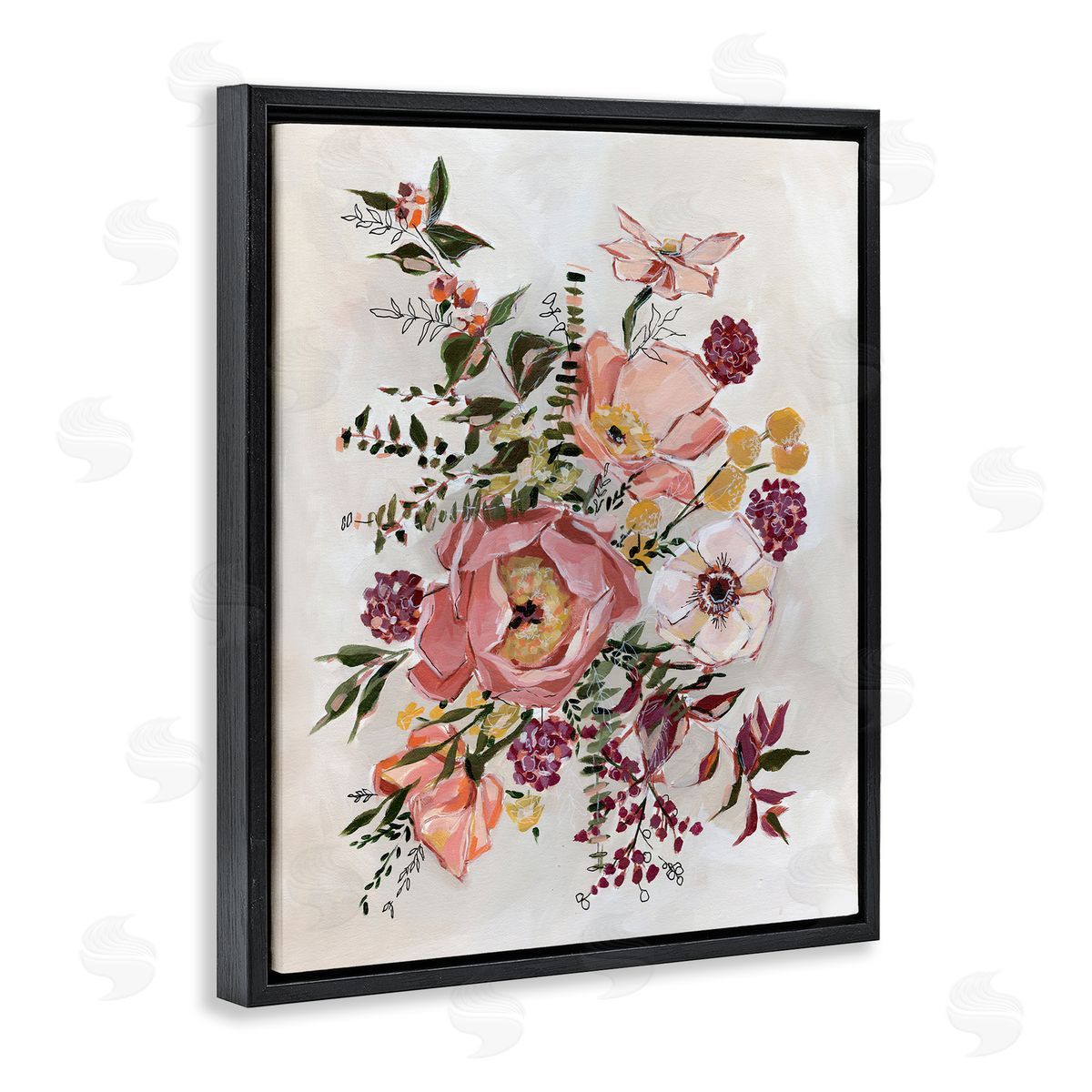 Annie Quigley Rosy Garden Blossoms Arrangement Canvas Wall Art Print