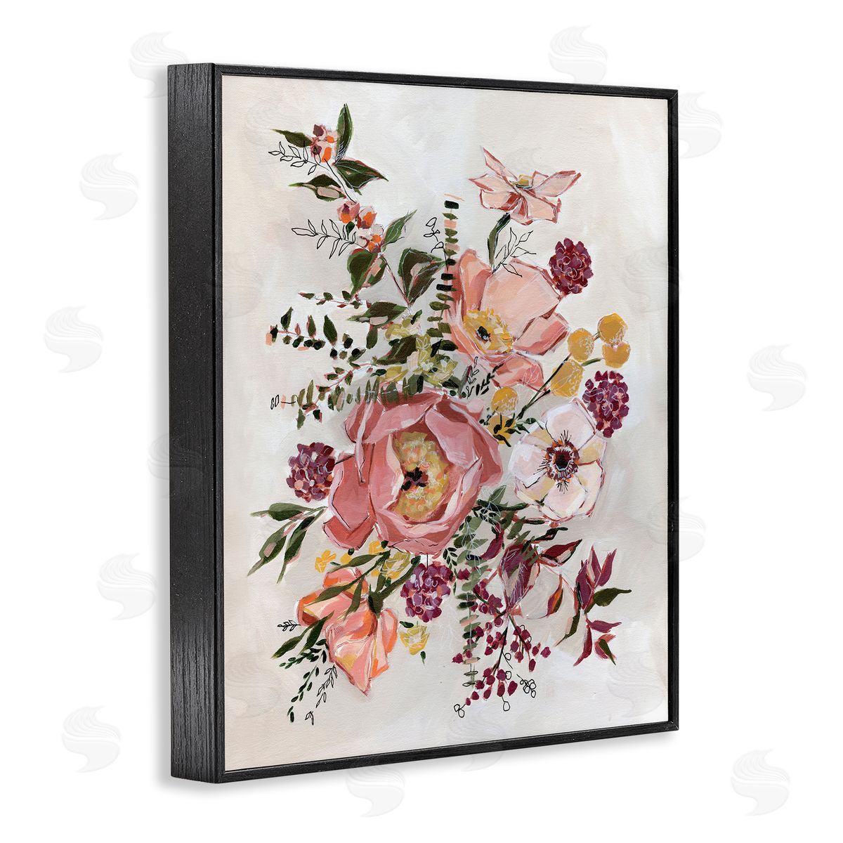 Annie Quigley Rosy Garden Blossoms Arrangement Canvas Wall Art Print