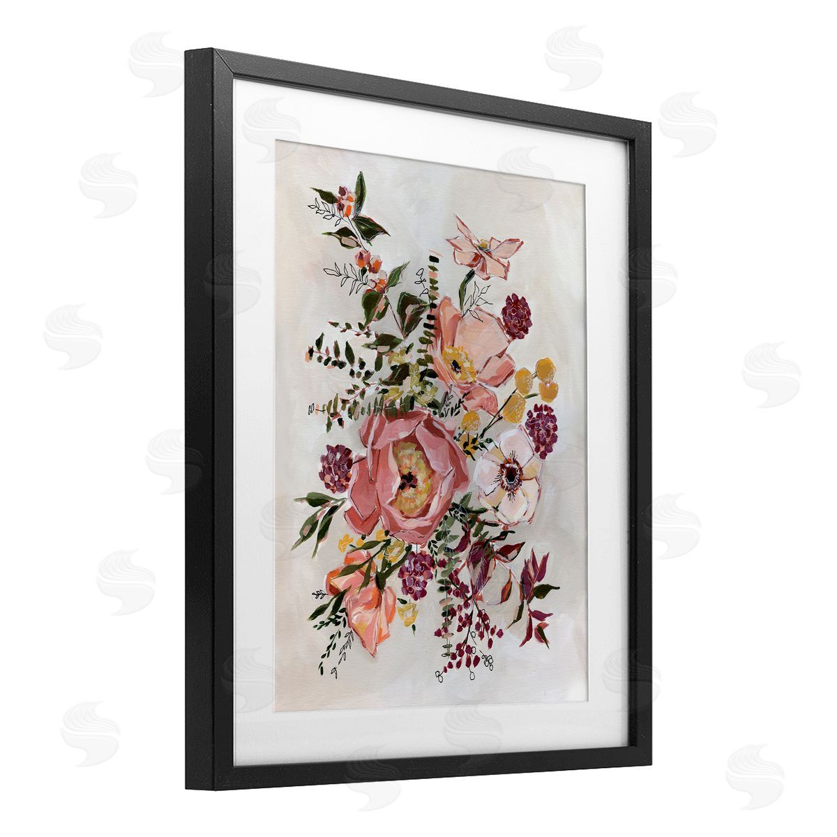 Annie Quigley Rosy Garden Blossoms Arrangement Canvas Wall Art Print