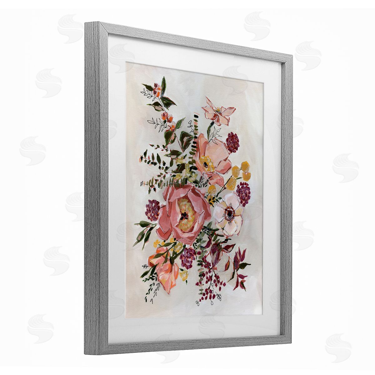 Annie Quigley Rosy Garden Blossoms Arrangement Canvas Wall Art Print