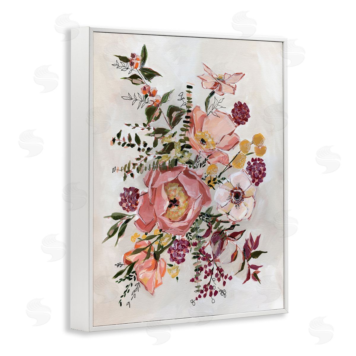 Annie Quigley Rosy Garden Blossoms Arrangement Canvas Wall Art Print