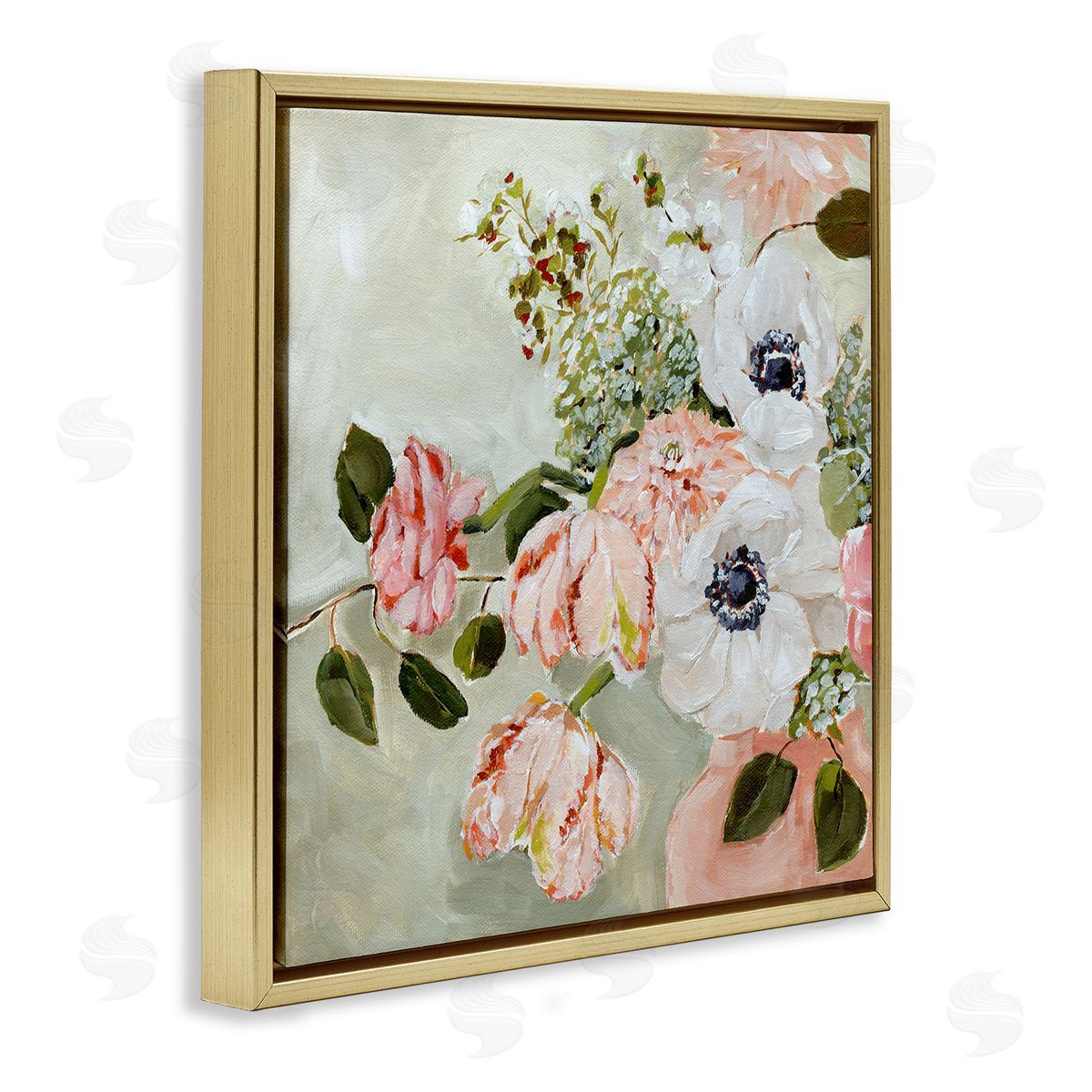 Annie Quigley Subtle Spring Pink & White Flowers Canvas Wall Art Print