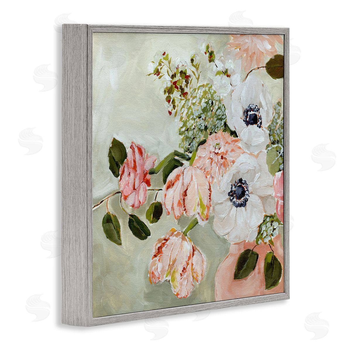 Annie Quigley Subtle Spring Pink & White Flowers Canvas Wall Art Print