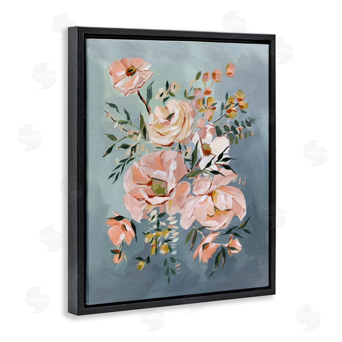Annie Quigley Brushed Roses on Blue Canvas Wall Art Print