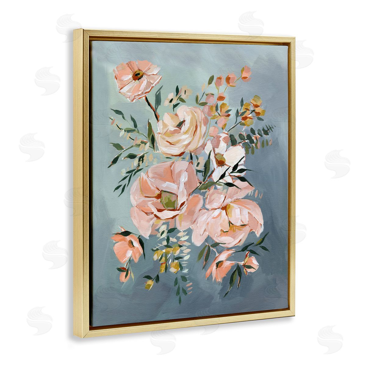 Annie Quigley Brushed Roses on Blue Canvas Wall Art Print