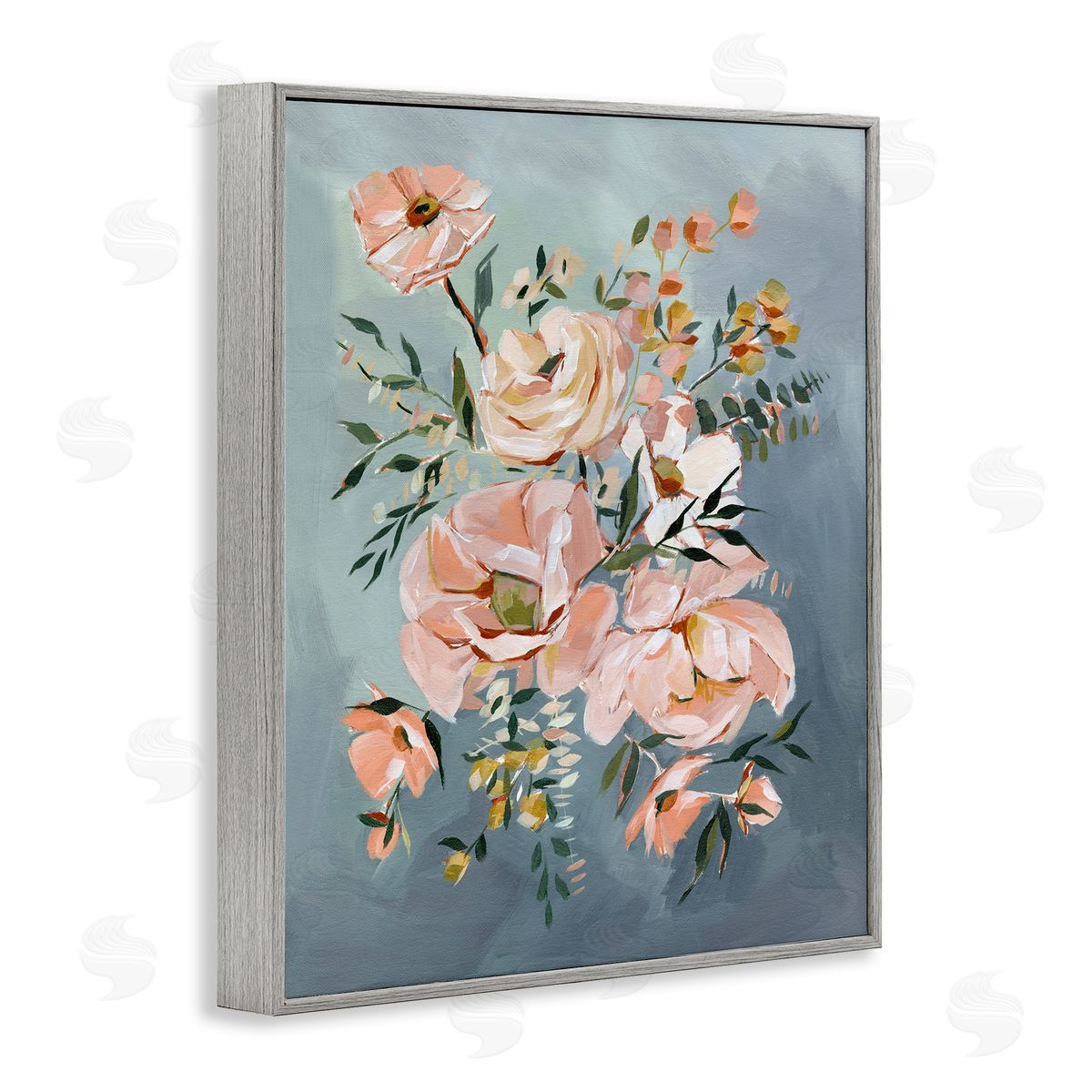 Annie Quigley Brushed Roses on Blue Canvas Wall Art Print