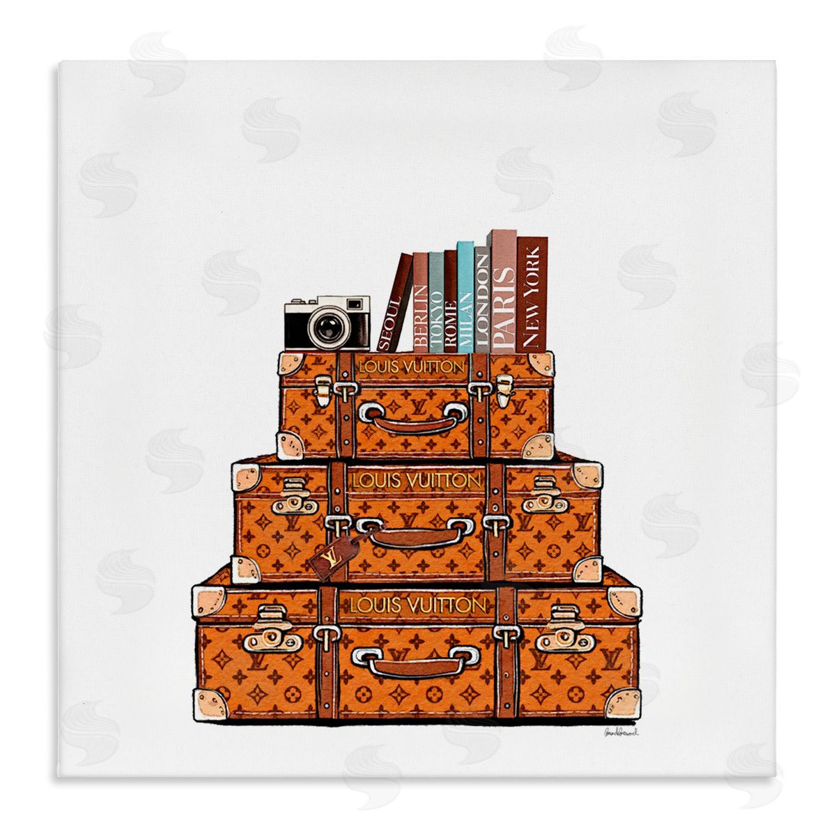 Amanda Greenwood Trendy Stacked Luggages Canvas Wall Art Print